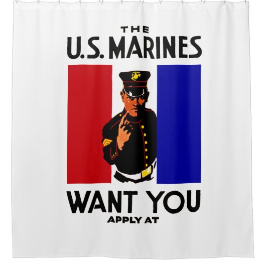 WWI Marine Recruitment Poster Douchegordijn (Voorkant)