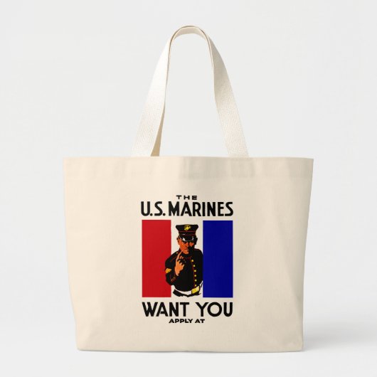  WWI Marine Recruitment Poster Grote Tote Bag (Voorkant)