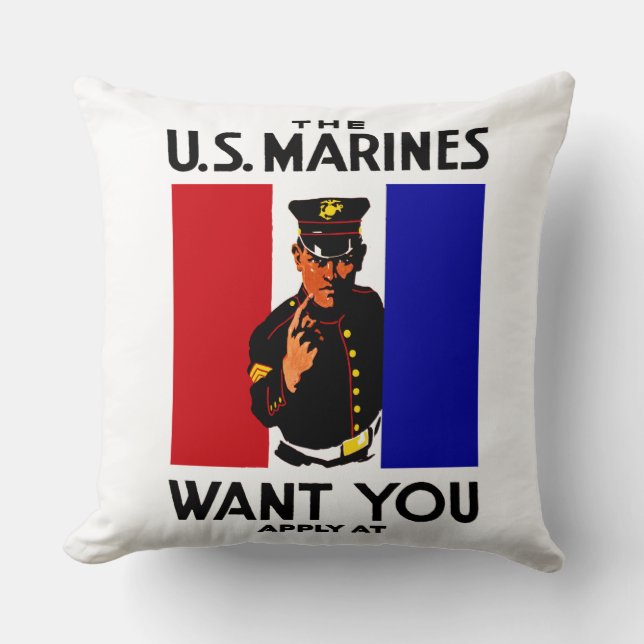  WWI Marine Recruitment Poster Kussen (Voorkant)