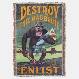  WWI-Poster - Vernietig deze mad Brute Deken
