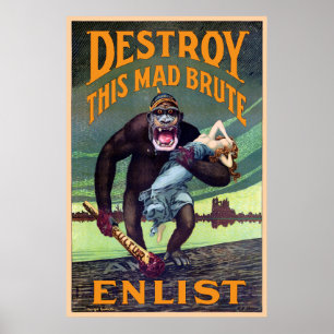  WWI-Poster - Vernietig deze mad Brute Poster