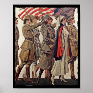 WWI Vrouwen die verpleegkundige zijn Poster