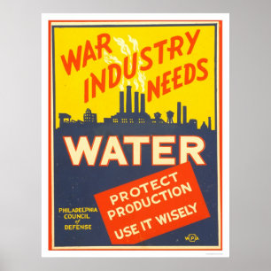 WWII 1943 WPA WWI van de Industrie van de oorlog Poster