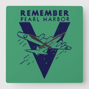 WWII Blue Herinner Pearl Harbor Vierkante Klok