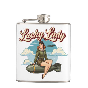 WWII-bommenwerper "Lucky Lady" neus kunst Heupfles