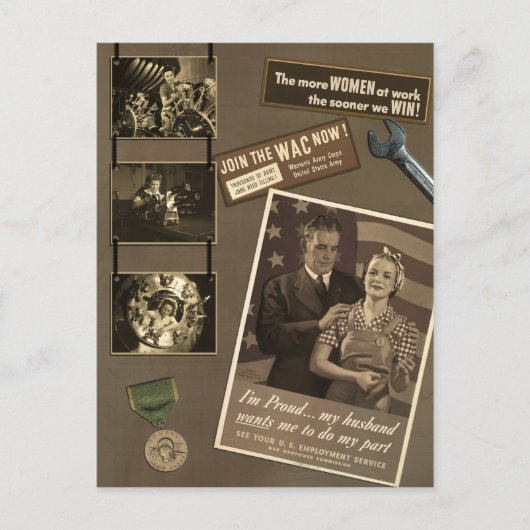 WWII - Briefkaart werkende vrouwen (Voorkant)