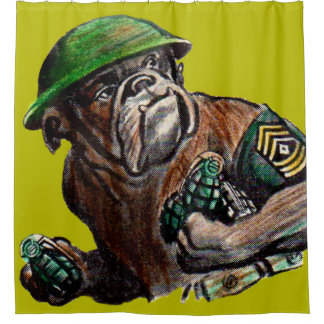 WWII Buldog dog soldaat Sgt. Rover Douchegordijn