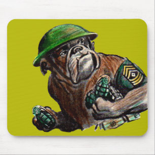 WWII Buldog dog soldaat Sgt. Rover Muismat