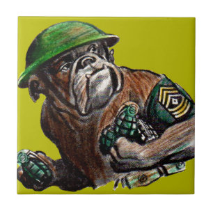 WWII Buldog dog soldaat Sgt. Rover Tegeltje
