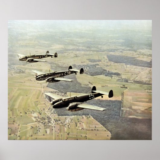 WWII Drie Messerschmitt ME-110 Poster (Voorkant)