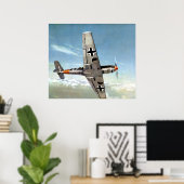 WWII Duitse ME-109 tijdens de vlucht. Poster (Thuiskantoor)