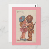  WWii gemengde Kisses Valentijn Briefkaart (Voorkant / Achterkant)