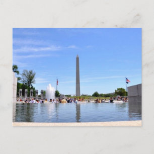 WWII-herdenkingsfontein en Washington Monument Briefkaart