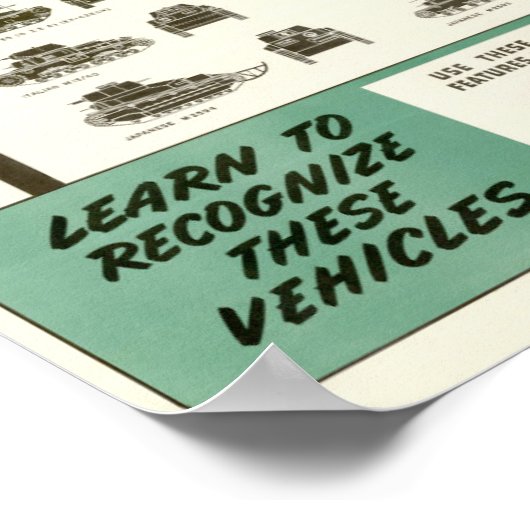 WWII Identificeer lichte tanks en zelfaangedreven Poster (Hoek)