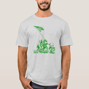 WWII Iwo Jima Flag Raising, groen T-shirt
