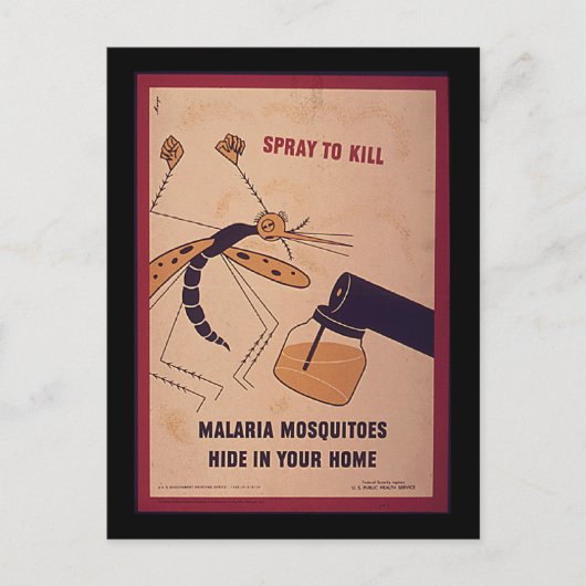 WWII Kill Malaria Mosquitoes Briefkaart (Voorkant)