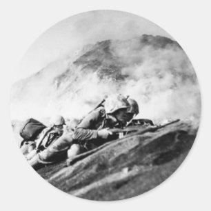 WWII Marines op Iwo Jima Beachhead Ronde Sticker