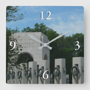 WWII Memorial Wreaten II in Washington DC Vierkante Klok