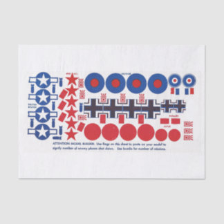 WWII model vliegtuig nationale insignes, grootte F Tissuepapier