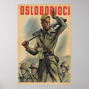 WWII Partizanenposter SFR Joegoslavië Bevrijders Poster