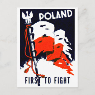 WWII Polen, eerste Poster in de strijd Briefkaart