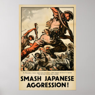 WWII Propagandaposter Versla Japans Aggressionisme Poster