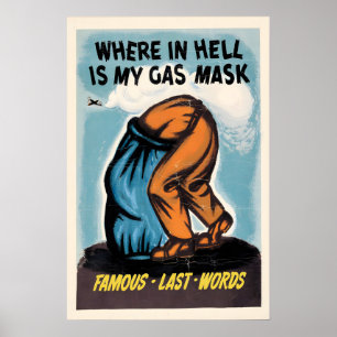 WWII Propagandaposter Waar is mijn gasmasker Poster