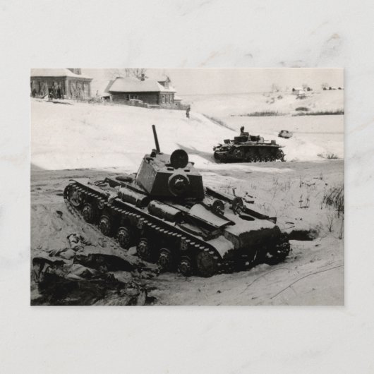 WWII Russische en Duitse tanks Briefkaart (Voorkant)