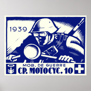 WWII Swiss Motorcycle Company, blauw Poster