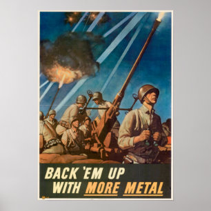 WWII terug Em met meer metaal Poster