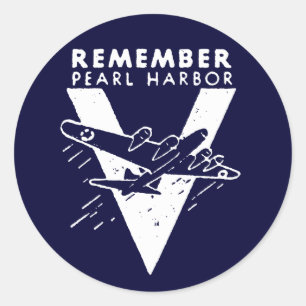 WWII White Onthoud Pearl Harbor Ronde Sticker