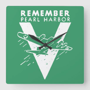 WWII White Onthoud Pearl Harbor Vierkante Klok