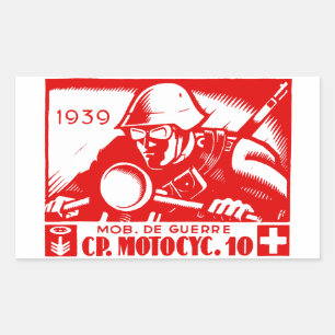 WWII Zwitserse Motorfiets Company Rechthoekige Sticker