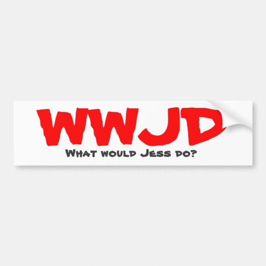 WWJD, wat zou Jess doen? Bumpersticker (Voorkant)