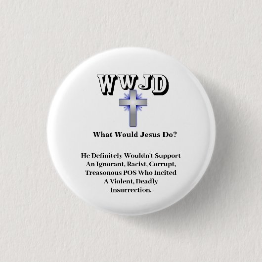 WWJD Wat zou Jezus doen? Ronde Button 3,2 Cm (Voorkant)