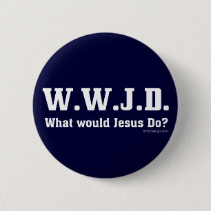 WWJD? Wat zou Jezus doen? Ronde Button 5,7 Cm