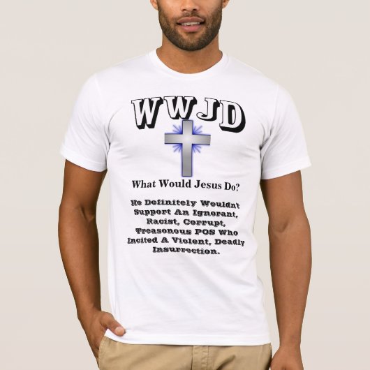 WWJD Wat zou Jezus doen? T-shirt (Voorkant)