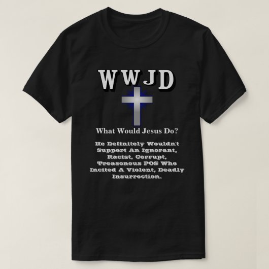 WWJD Wat zou Jezus doen? T-shirt (Design voorkant)