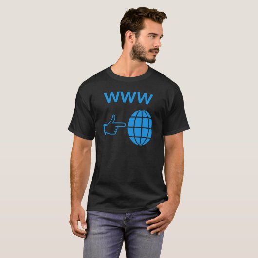 WWW World Wide Web Globe Icon with Hand Pointer T-shirt (Voorkant volledig)