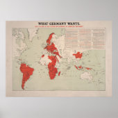 WWWI German Veroverwinning Amvisions Map (1917) Poster (Voorkant)