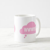 WWWMS? Roze gedachte cloud DBT slogan Koffiemok (Voorkant rechts)