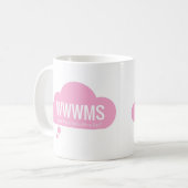 WWWMS? Roze gedachte cloud DBT slogan Koffiemok (Voorkant links)