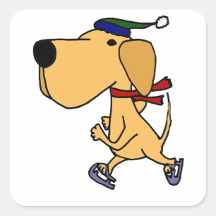 WY- Grappige labrador hond schaatsen Vierkante Sticker