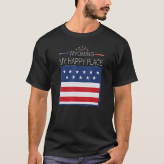 WY Wyoming Mijn Gelukkige Plek  VS Staten Vlag Lan T-shirt