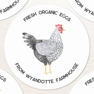 Wyandotte Chicken Fresh Organic Eggs Boerderij Ronde Sticker