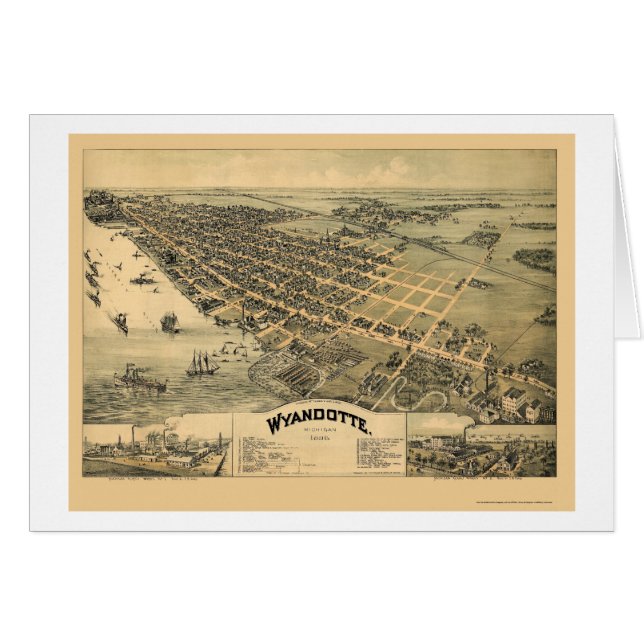 Wyandotte, MI Panorama Map - 1896 (Voorkant Horizontaal)