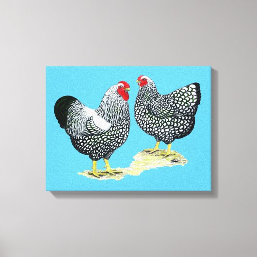 Wyandottes Silver-laced Pair Canvas Afdruk (Voorkant)