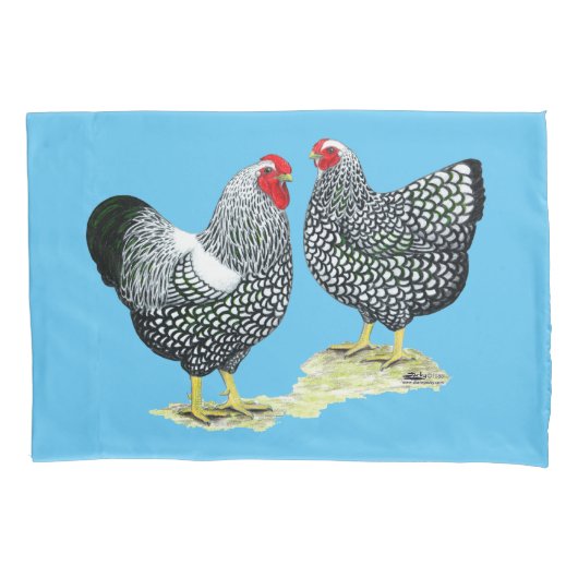 Wyandottes Silver-laced Pair Kussensloop (Voorkant)