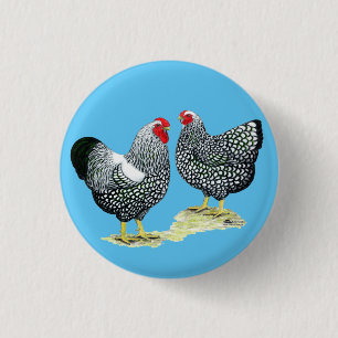 Wyandottes Silver-laced Pair Ronde Button 3,2 Cm