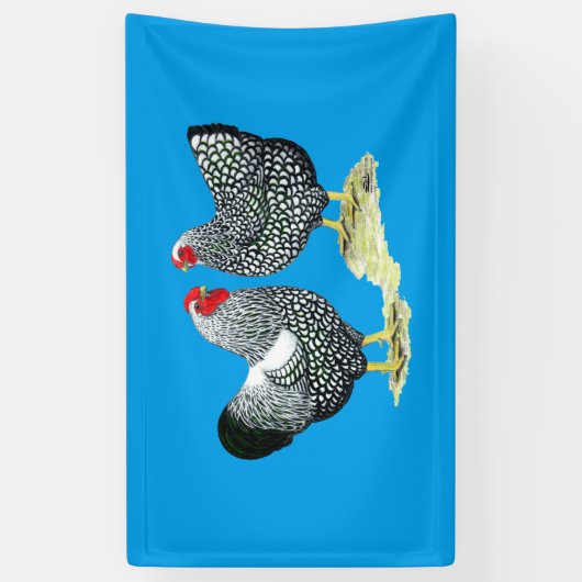 Wyandottes Silver-laced Pair Spandoek (Verticaal)